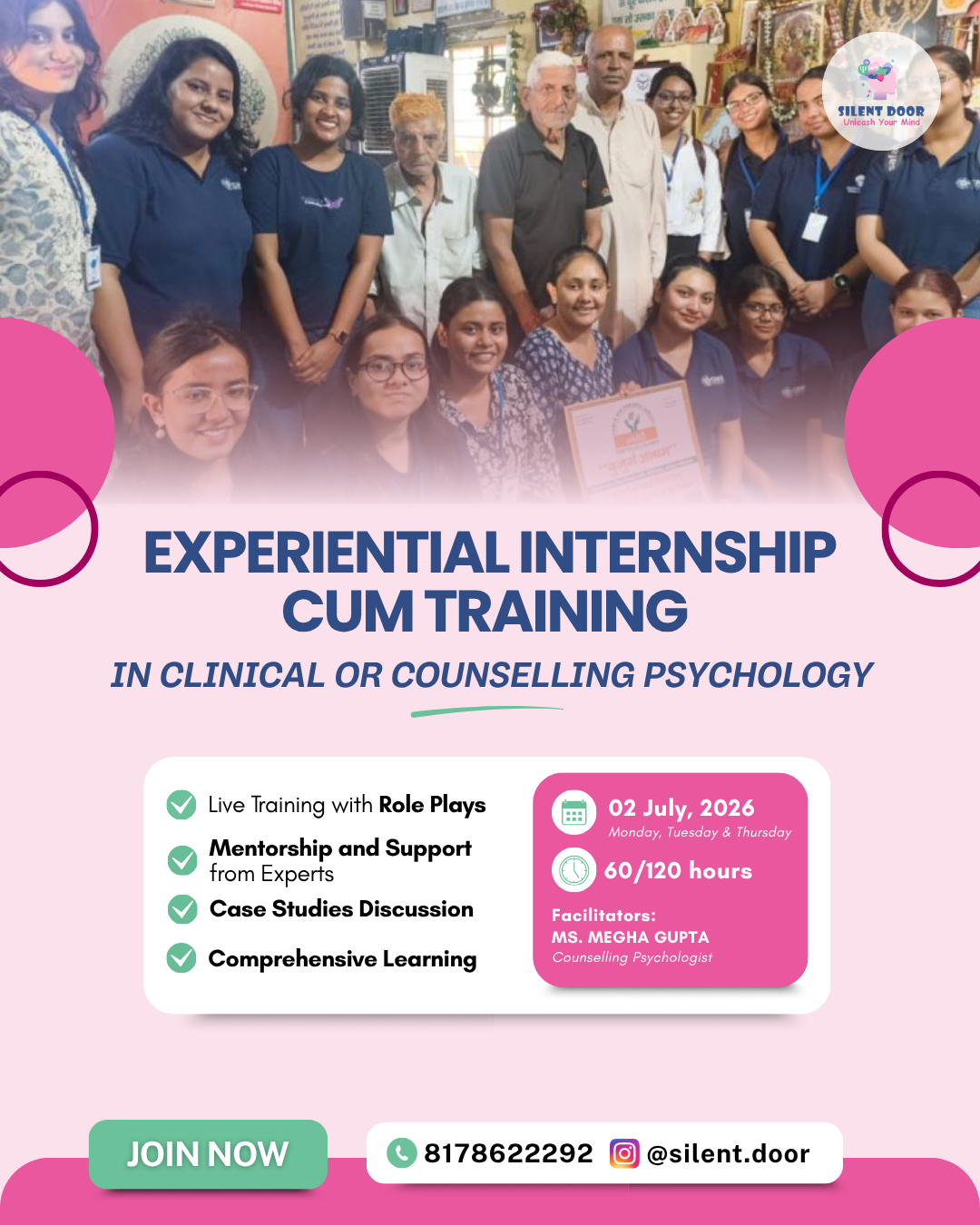 Experiential Internship cum Training in Counselling and Clinical Psychology